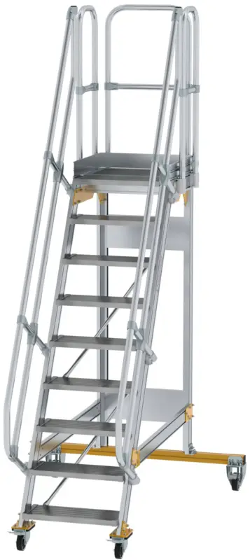 Günzburger Podesttreppe fahrbar 60° 9 Stufen - 600 mm breit Preisknaller