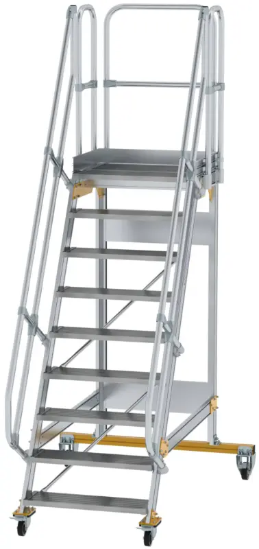 Günzburger Podesttreppe fahrbar 60° 9 Stufen - 800 mm breit Markenware
