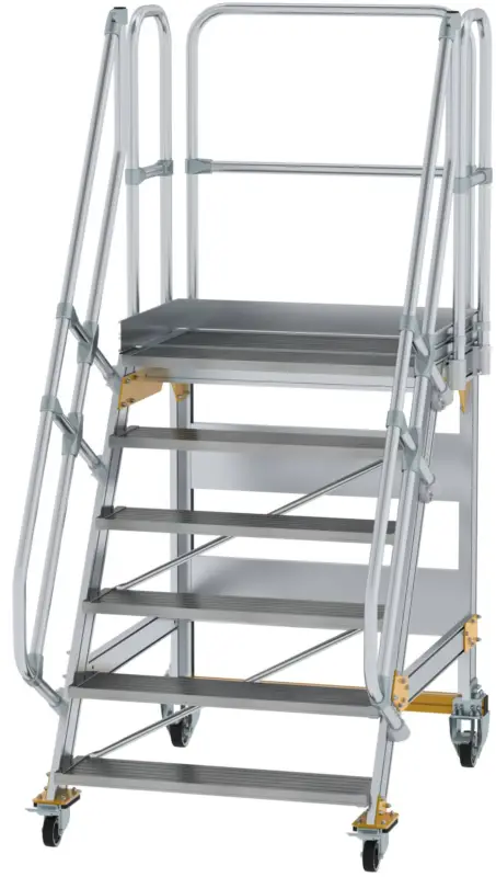Günzburger Podesttreppe fahrbar 60° 6 Stufen - 1000 mm breit Preisreduziert