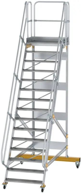 Günzburger Podesttreppe fahrbar 60° 15 Stufen - 1000 mm breit Super-Preis