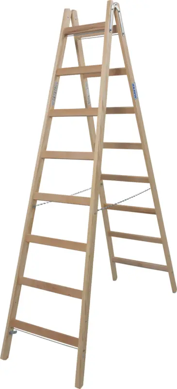 Krause Holz-Sprossendoppelleiter 2x8 Sprossen Geprüft