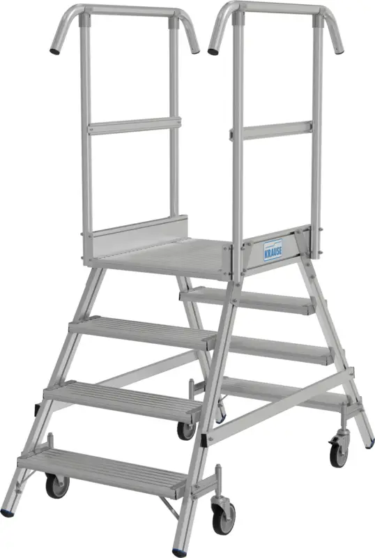 Markenprodukt Krause Alu-Podestleiter mit Lenkrollen 2x4 Stufen