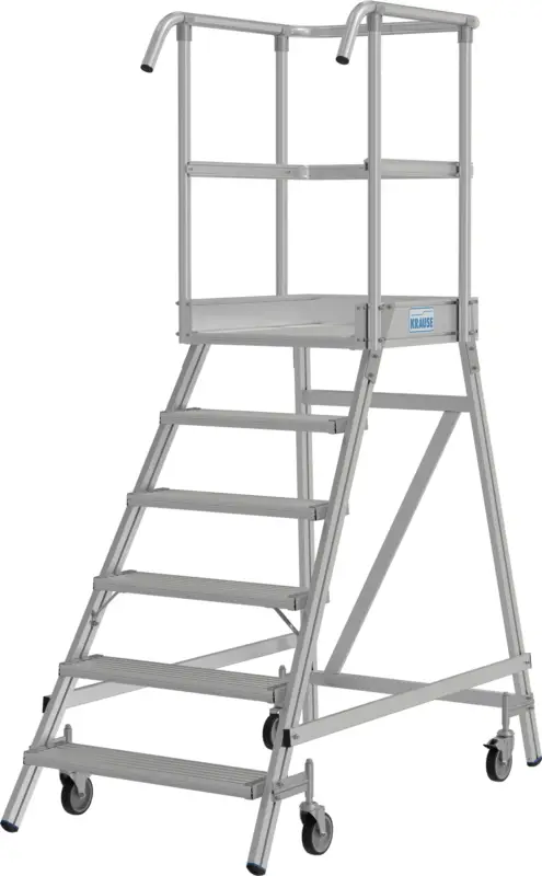 Krause Alu-Podestleiter mit Lenkrollen 6 Stufen Preisknaller