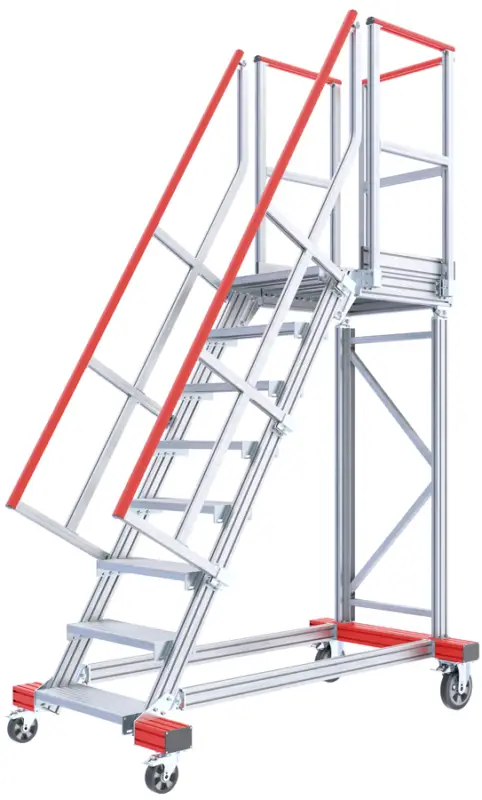 Billig Hymer Podesttreppe fahrbar 60° 15 Stufen - 1000 mm
