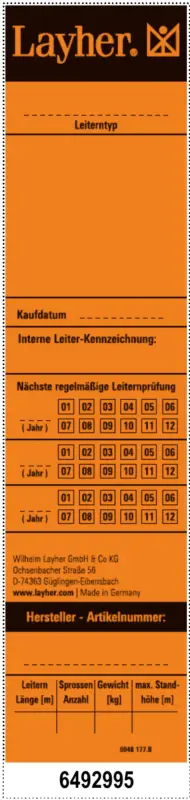 Layher Universal-Leiternetikett Jetzt Bestellen