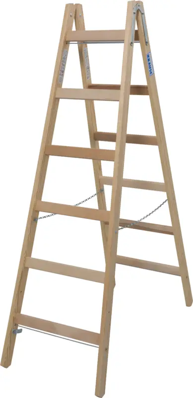 Geprüft Krause Holz-Sprossendoppelleiter 2x6 Sprossen