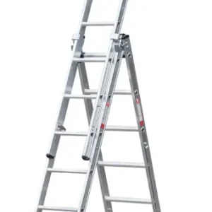 Echt euroline Mehrzweckleiter PREMIUM Alu 3-teilig rollbar 3x14 Sprossen