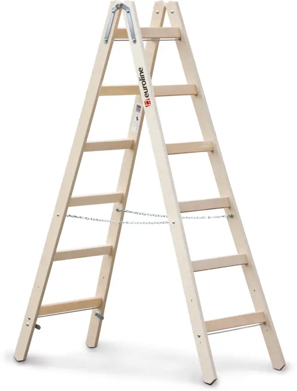 euroline Stehleiter mit Eimerhaken Holz 2x4 Sprossen Top-Angebot