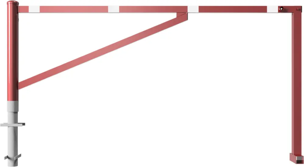 Must-Have Schake Drehschranke mit 2 Auflagestützen - Schrankenbaum 60 x 40 mm OED rot weiß - 2500 mm
