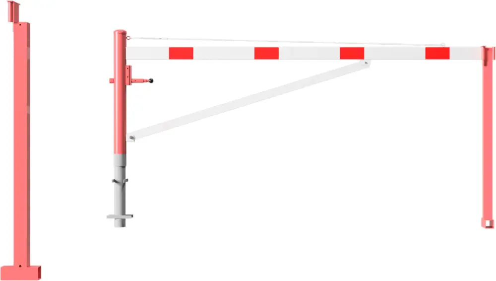 Schake Drehschranke mit Auflagestütze - Schrankenbaum 100 x 50 mm OEV weiß rot - 3000 mm Letzte Chance