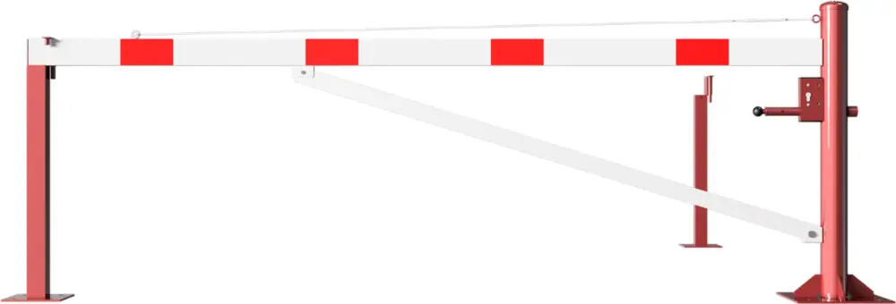 Schnäppchen Schake Drehschranke mit Auflagestütze - Schrankenbaum 100 x 50 mm ODP weiß rot - 3000 mm
