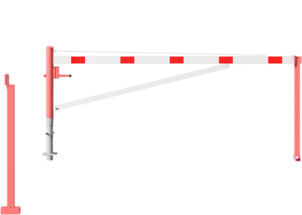 Billig Schake Drehschranke mit Auflagestütze - Schrankenbaum 100 x 50 mm OEP weiß rot - 3500 mm