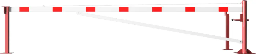 Must-Have Schake Drehschranke mit Auflagestütze - Schrankenbaum 100 x 50 mm ODV weiß rot - 5000 mm