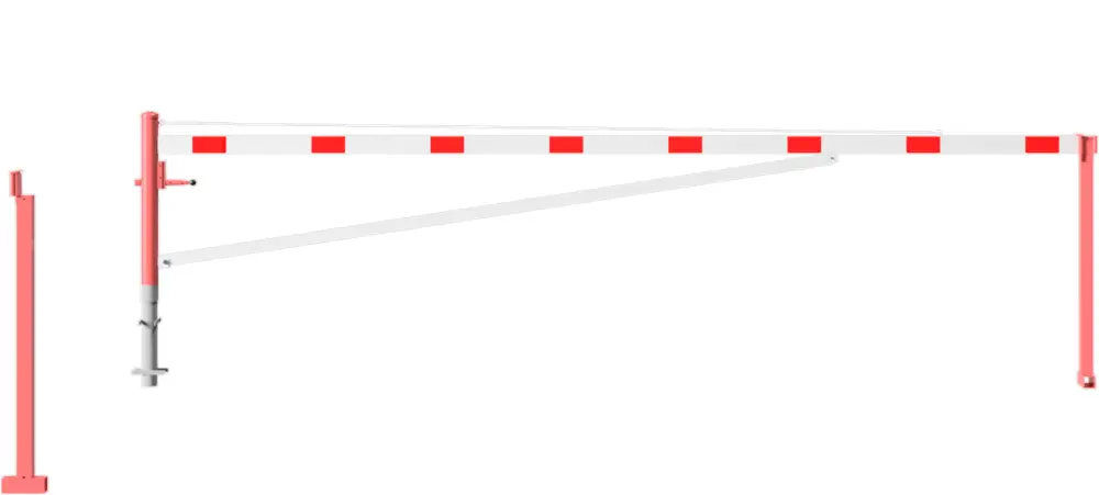 Schake Drehschranke mit Auflagestütze - Schrankenbaum 100 x 50 mm OEV weiß rot - 5500 mm Schnäppchen