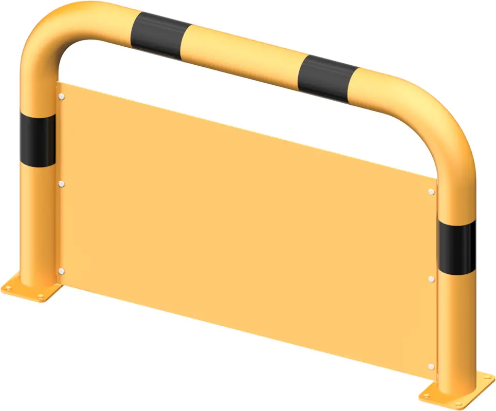 Heißes Angebot Schake Rammschutzbügel Stahl mit Unterfahrschutz OD Ø 76 mm gelb schwarz - 750 x 650 mm