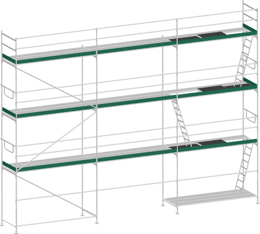 Markenware MJ Gerüst UNI 70 Aluminium mit Aluboden 73 m² - 9,00 x 8,20 m