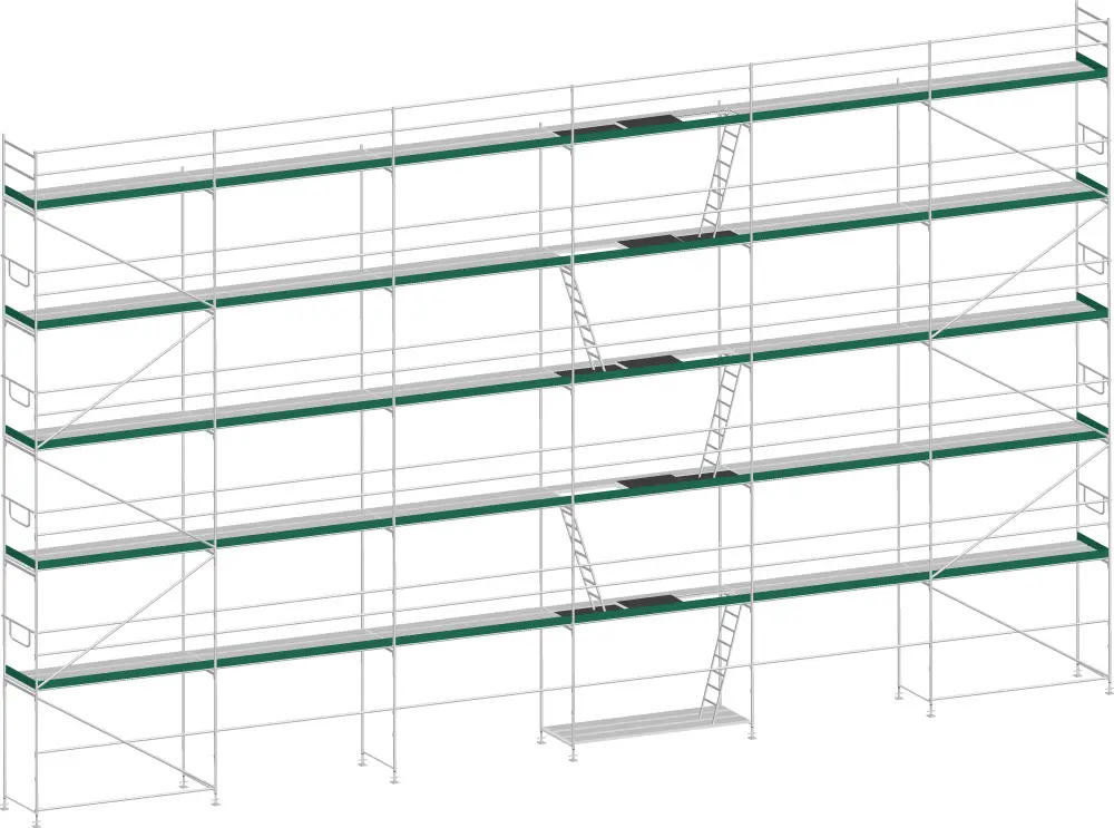 MJ Gerüst UNI 70 Aluminium mit Aluboden 220 m² - 18,00 x 12,20 m Neue Ware