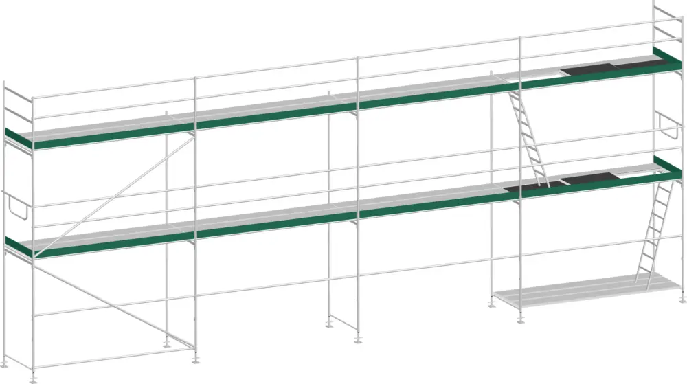 MJ Gerüst UNI 70 Stahl mit Stahlboden 62 m² - 10,00 x 6,20 m Super-Preis