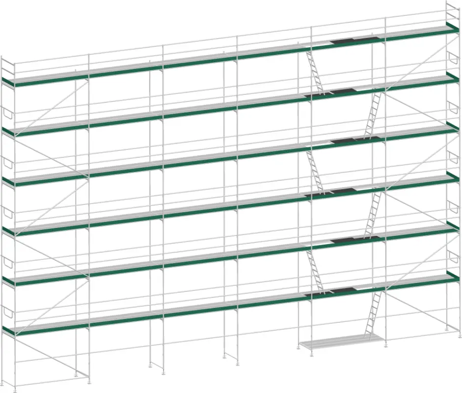 Saisonangebot MJ Gerüst UNI 70 Stahl mit Stahlboden 213 m² - 15,00 x 14,20 m