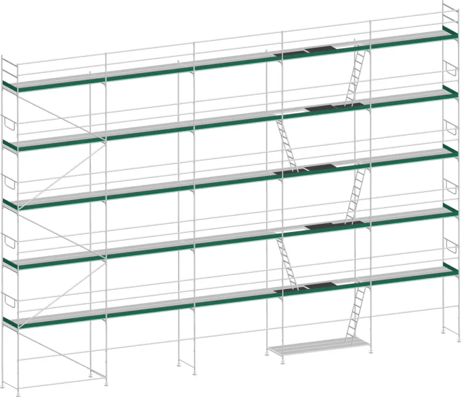 Direktkauf MJ Gerüst UNI 70 Stahl mit Stahlboden 184 m² - 18,00 x 10,20 m
