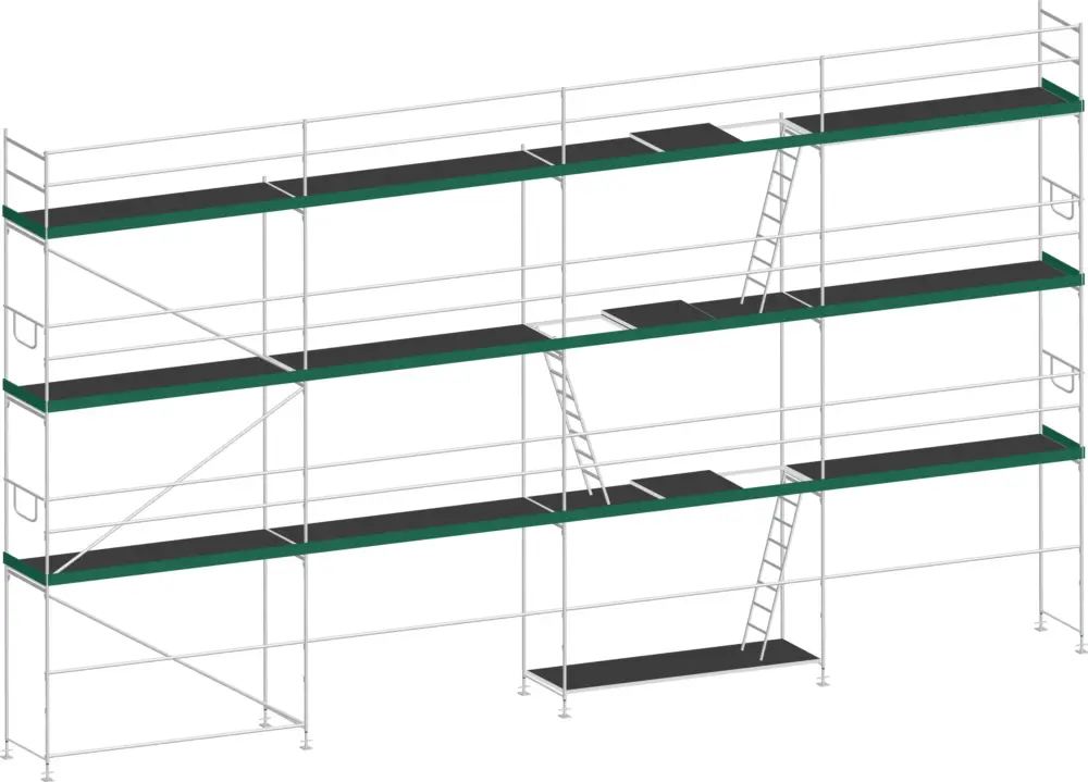 MJ Gerüst UNI 70 Stahl mit Holzboden 98 m² - 12,00 x 8,20 m Kracherpreis