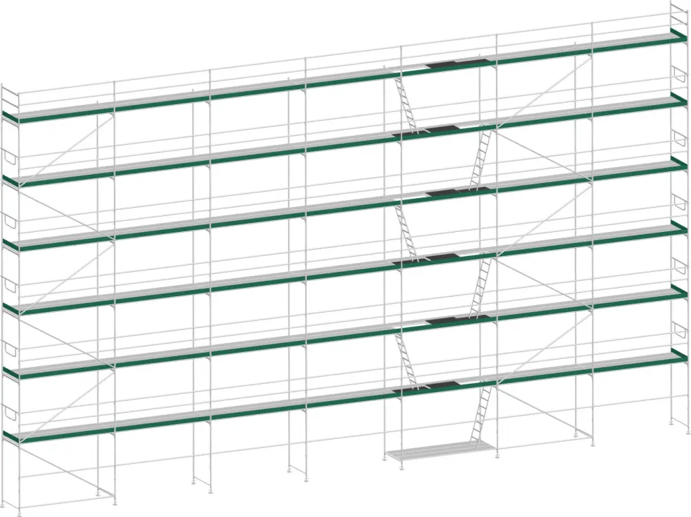 MJ Gerüst UNI 70 Stahl mit Stahlboden 298 m² - 21,00 x 14,20 m Solange Der Vorrat Reicht