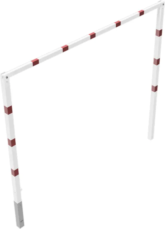 Schake Höhenbegrenzer schwenkbar - 2 Standpfosten Stahl OE 70 x 70 mm weiß rot - 3000 mm Neu Im Sortiment
