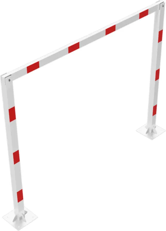 Schake Höhenbegrenzer feststehend - 2 Standpfosten Stahl OD 100 x 100 mm weiß rot - 3000 mm Echt