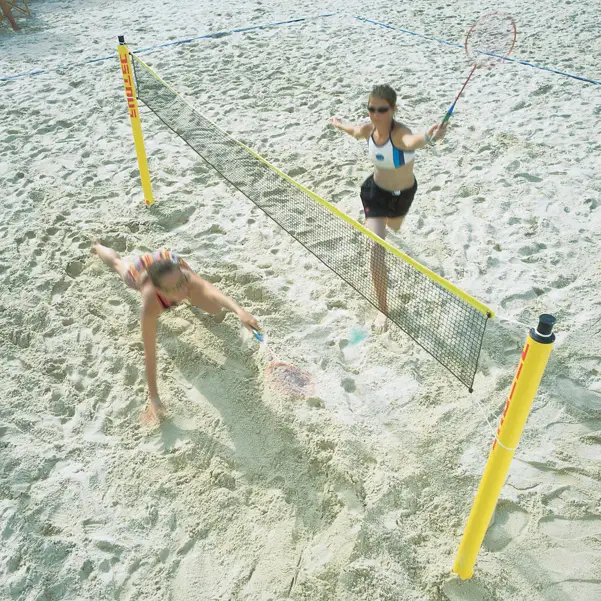 Billig Huck Beach-Badminton Set Freizeit - Netzgröße 6,00 x 0,76 m - Neongrün