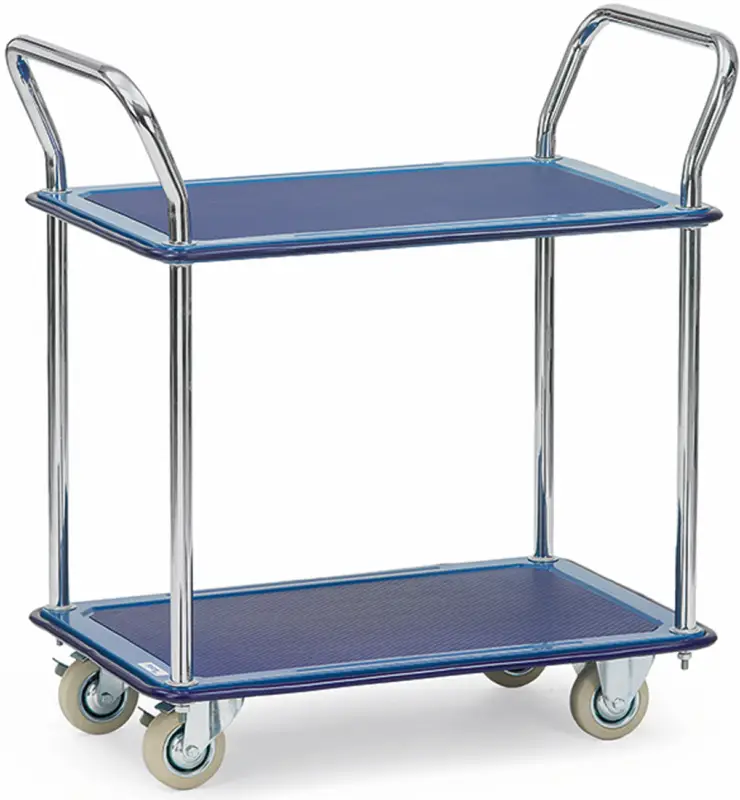 Neuheit Fetra Ganzstahl Tischwagen drei Stahlplattformen 740 x 480 mm