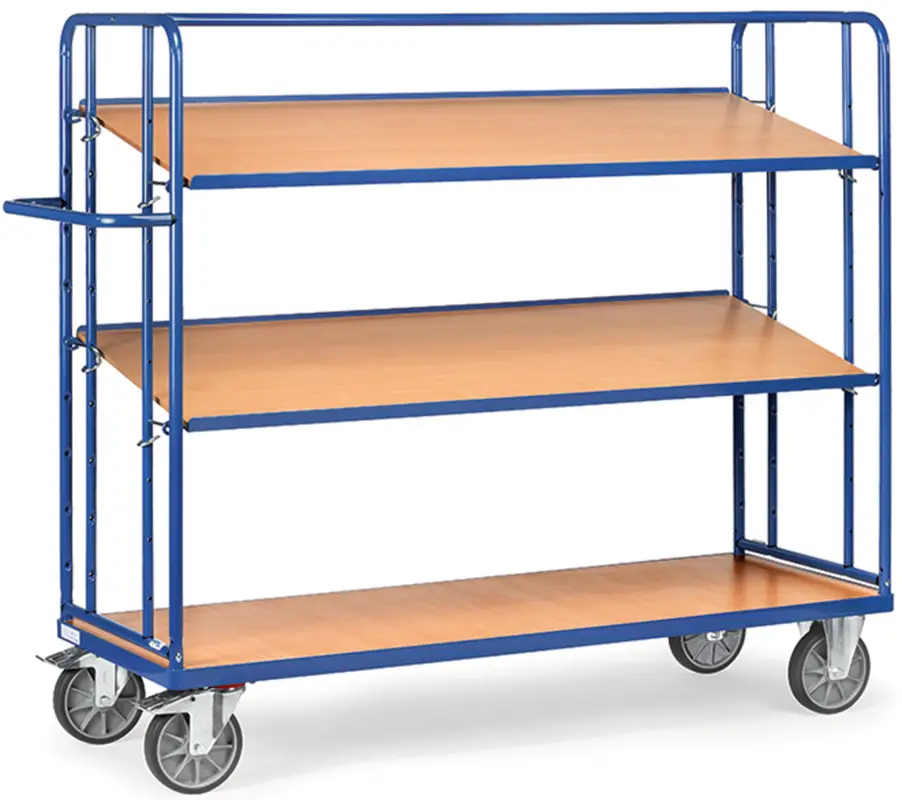 Fetra Etagenwagen mit drei verstellbaren Holzböden 1250 x 610 mm Neuheit