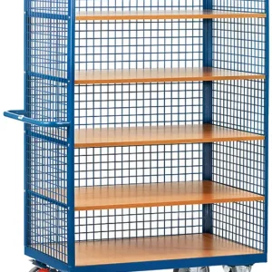 Fetra Drahtkastenwagen mit fünf Holzböden 1200 x 780 mm Highlight
