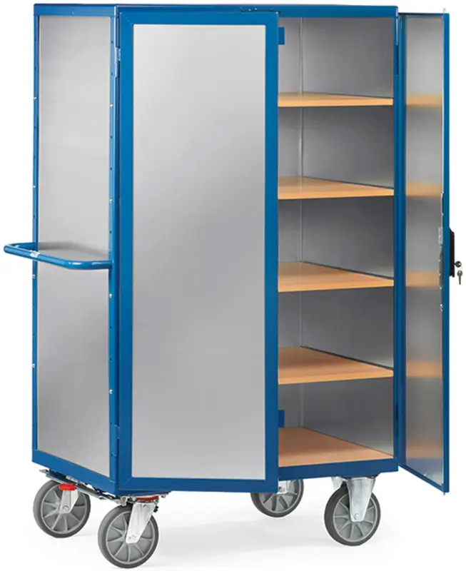 Neuheit Fetra Blechkastenwagen mit fünf Böden und Stangenverschluss 1200 x 780 mm