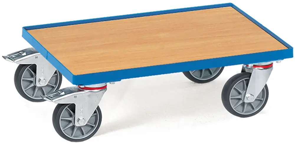 Markenprodukt Fetra Eurokastenroller mit Rand und Holzplattform 605 x 405 mm