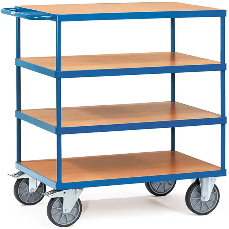 Echt Fetra Tischwagen schwer mit vier Holzplattformen 1000 x 700 mm