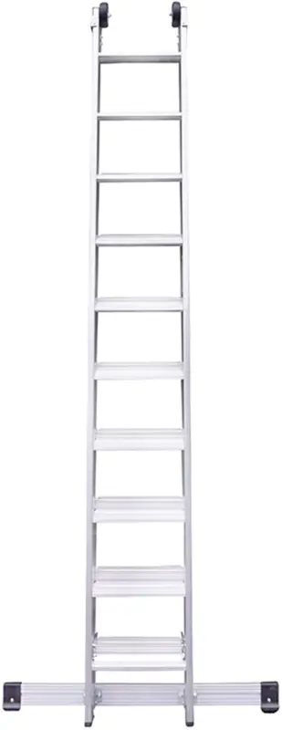 Preisknaller euroline Schiebeleiter PREMIUM Alu mit Traverse 2-teilig 2x10 Stufen