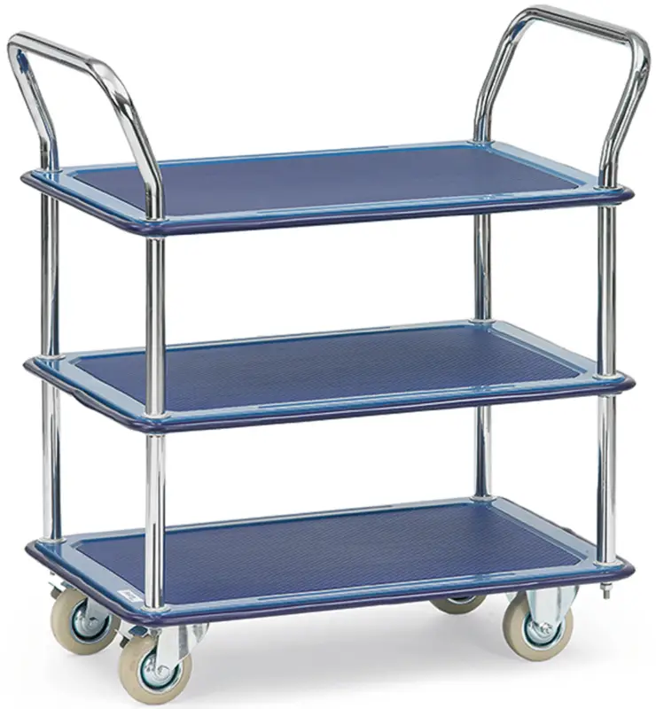 Fetra Ganzstahl Tischwagen zwei Stahlplattformen 740 x 480 mm Super-Preis