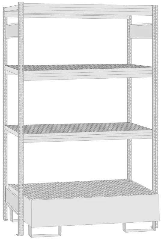 Regalwerk BERT Umweltregal Gitterrost Auffangwanne Grundregal 2000 x 1285 x 600 mm Schnäppchen