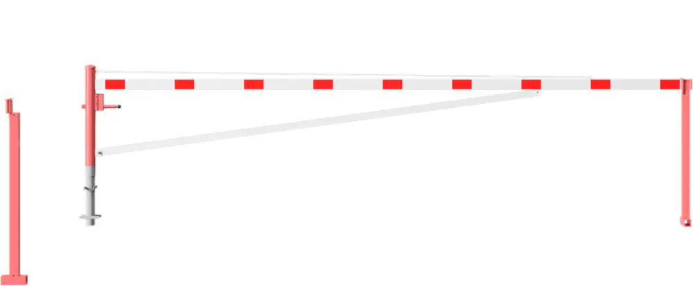 Billig Schake Drehschranke mit Auflagestütze - Schrankenbaum 100 x 50 mm OED weiß rot - 6000 mm