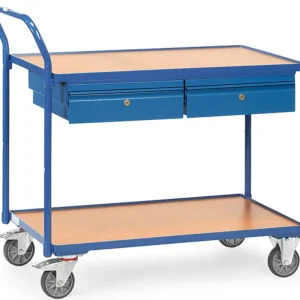 Fetra Tischwagen mit zwei Holzplattformen und Schubladen 1000 x 600 mm Mega-Angebot