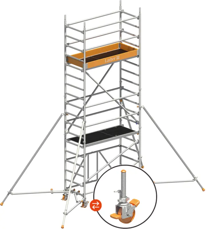 Neuheit Rollgerüst Layher Zifa P2 hawego 1406234 mit Stützen - Arbeitshöhe 5,66 m