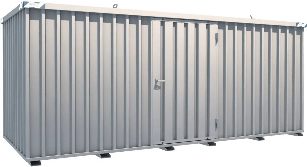 BOS Schnellbaucontainer 5100 x 2100 x 2100 mm - 1-flügelige Tür auf 5 m Seite Sofort Bestellen