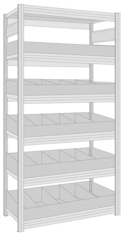 Letzte Chance Regalwerk BERT Kleinteileregal 250 mit Schüttensets Grundfeld 2000 x 1285 x 600 mm
