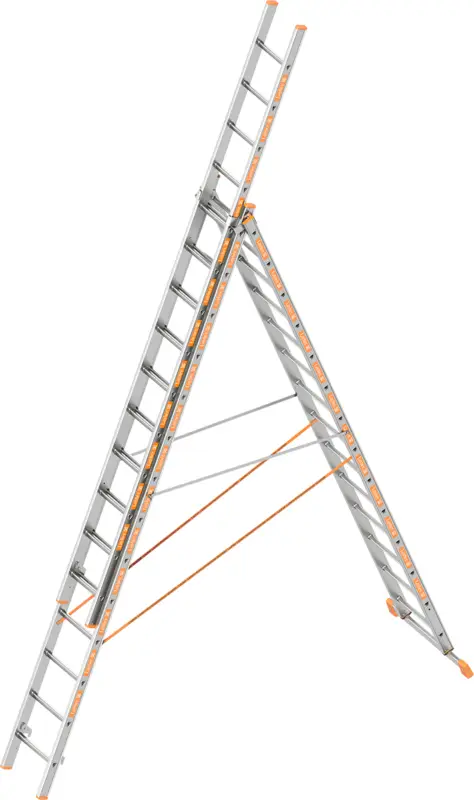 Knallerangebot Layher Allzweckleiter Alu 3-teilig 3x14 Sprossen - hawego Set
