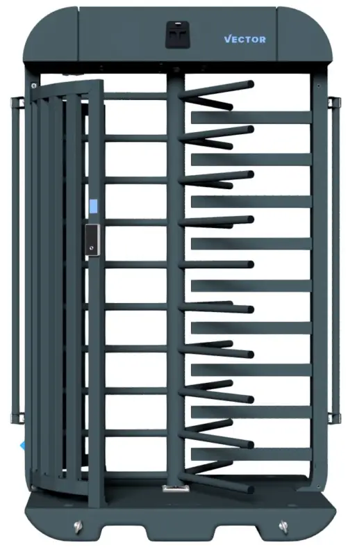 Schake Vector V-Turnstile-Compact tiefschwarz - elektromechanisch - lokale einseitige Zutrittskontrolle - Bauzaunmodul Highlight