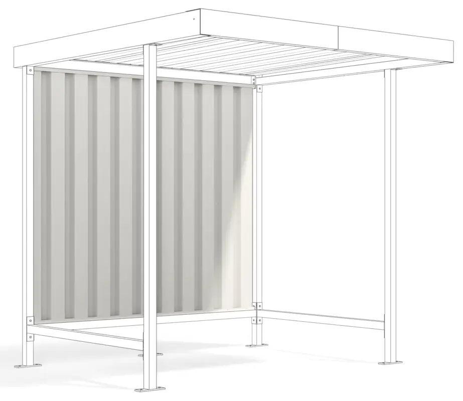 WSM Überdachung Leipzig einseitig - L10 Rückwand - Verzinkt Neue Kollektion