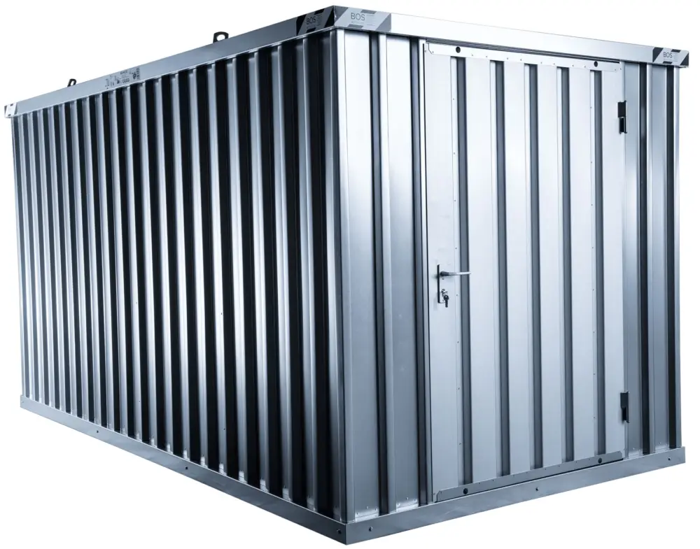 BOS Materialcontainer 4100 x 2100 x 2080 mm - 1-flügelige Tür auf 2 m Seite Schneller Versand
