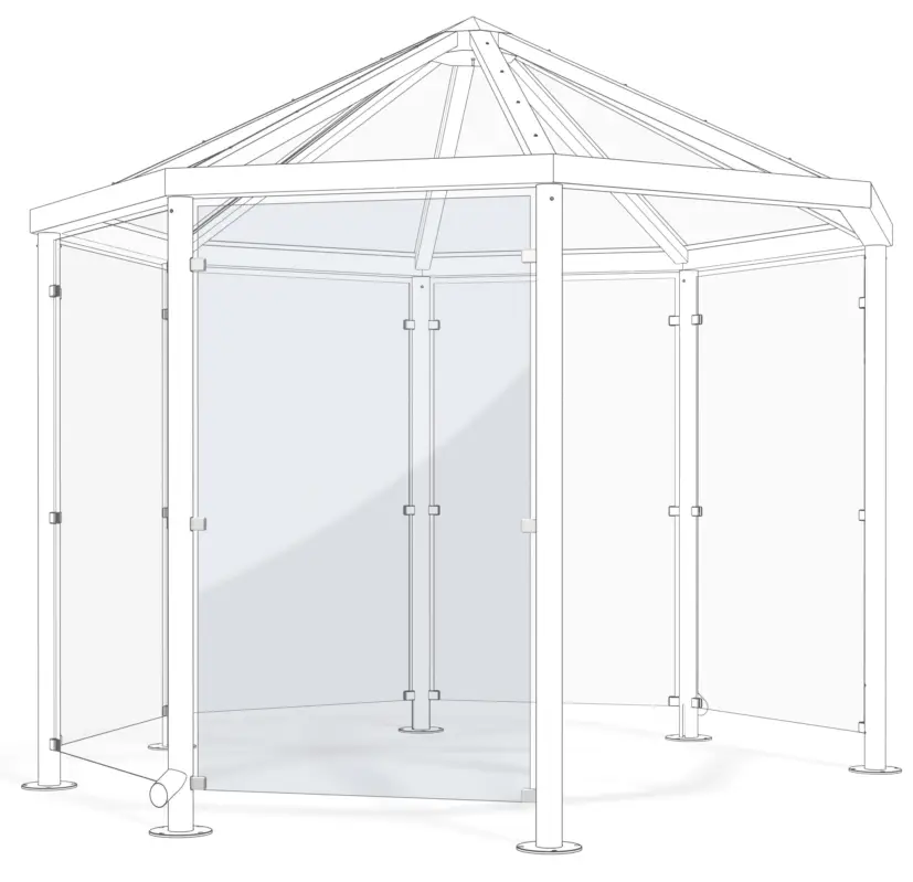 Kracherpreis WSM Pavillon Überdachung Paris P801 - Glas Seitenwand Glashell