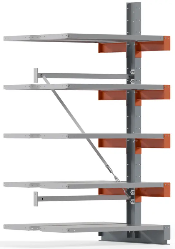 Regalwerk KARL BASIC 2600 Kragarmregal Stahlboden doppelseitig Anbaufeld 2000 x 1000 x 800 mm Neu Im Sortiment