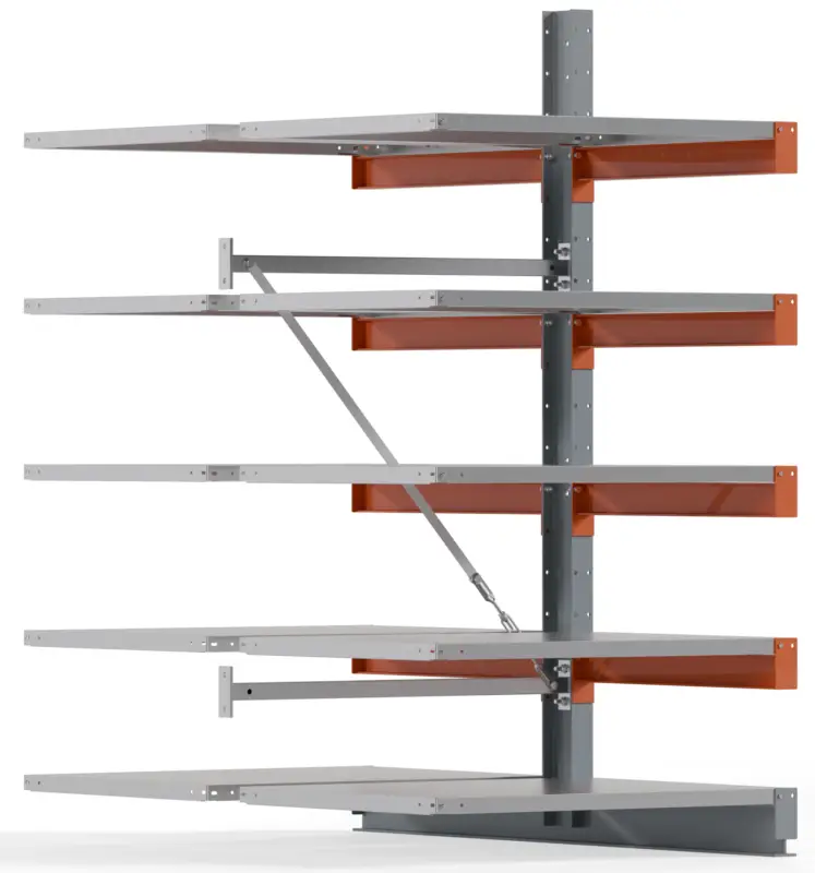 Regalwerk KARL BASIC 1350 Kragarmregal Stahlboden doppelseitig Anbaufeld 2000 x 1000 x 1600 mm Nur Heute